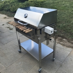 Portable kebab charcoal grills rotating bbq skewer cyprus grill rotisserie with lid