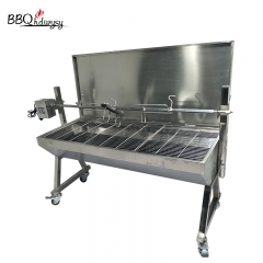 190Lb Charcoal Electric BBQ Pig Lamb Goat Chicken Roaster Stainless Steel Rotisserie spit