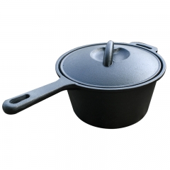 Non-Stick Pan with Lid Cast Iron Deep Pan, Small Milk Pot with Handle,Uncoated Saucepan Stock Pot