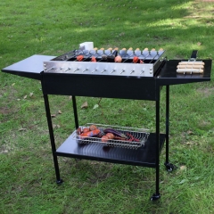 Auto rotating skewer grill and argentine parrilla santa maria grill