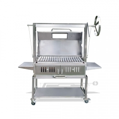 Stainless BBQ Grill Kit with Argentinian Adjustable Heights Charcoal Asado Grills