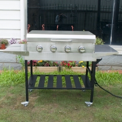 Commercial Garden Hotel 4 Burners with Lid Gas Barbecue Turbo Barbecue Grill