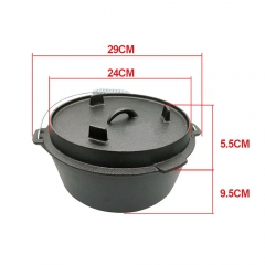 Outdoor Cast Iron Picnic Outrigger Cover Flat Bottom Hanging Barbecue Pot For Open Fire Stew