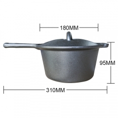 Non-Stick Pan with Lid Cast Iron Deep Pan, Small Milk Pot with Handle,Uncoated Saucepan Stock Pot