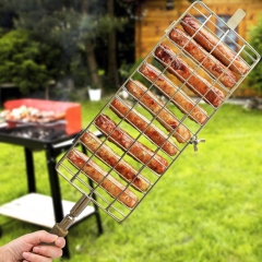 BBQ skewers Rotating Baking Stainless Steel Rotisserie Grill Basket with handle