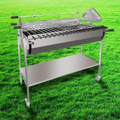 Extra Large Spit Cypriot Stainless BBQ Cyprus Grill Chain Gear Drive Greek Cypriot Charcoal Rotisserie