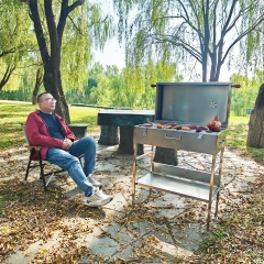Camping portable carbon barbecue suitcase stove folding collapsible charcoal bbq smoker grill