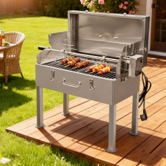Stainless Steel Cypriot Rotisserie Souvlaki Grill Automatic Rotate BBQ Grills
