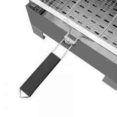 Portable outdoor camping stainless steel flip grill with barbecue clip