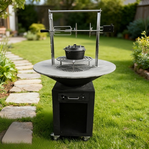 Outdoor kitchen barbecue multifunctional black thick steel pot ring oven