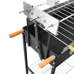 Black electric grilled skewers with rotating Cyprus style charcoal grill