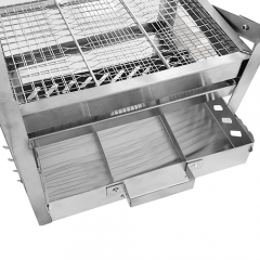 Outdoor camping stainless steel adjustable carbon fire height flip grill with mesh grill