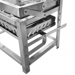 Outdoor camping stainless steel adjustable carbon fire height flip grill with mesh grill