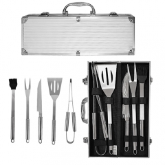 Portable outdoor camping stainless steel barbecue kitchenware portable box set