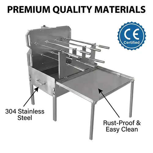 Premium Stainless Steel Charcoal BBQ Grill Rotisserie Cypriot Foukou Automatic Large Spit Roaster Outdoor Garden Party Souvla