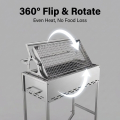 Outdoor camping picnic 360 ° rotating basket stainless steel charcoal grill
