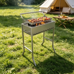 Outdoor camping picnic 360 ° rotating basket stainless steel charcoal grill
