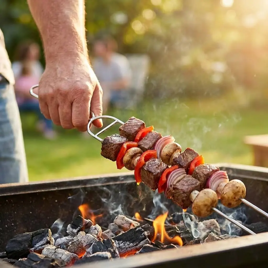 Master the Art of Grilling: Professional U-Shaped Stainless Steel Anti-Spin Skewers