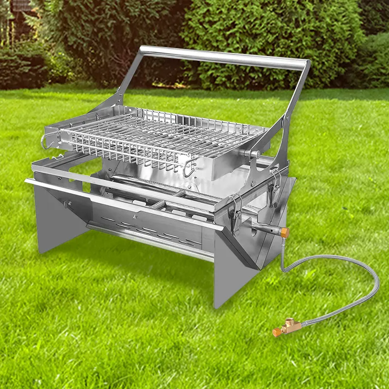 Outdoor portable gas charcoal flip barbecue grill-Professional Dual-Fuel Stainless Steel Grill: The Ultimate Solution for Urban & Outdoor BBQ Markets