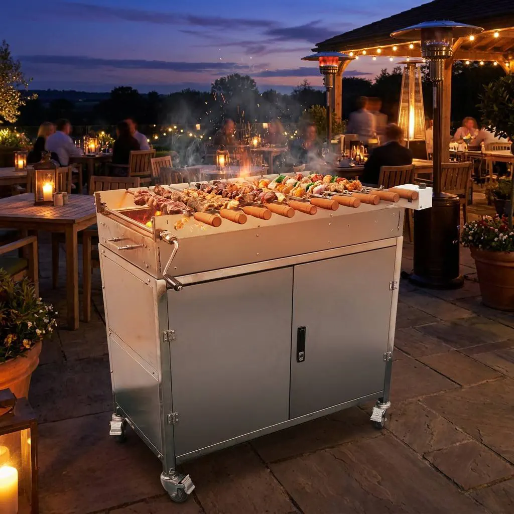 Wholesale Stainless Steel Cyprus Rotisserie Grill with Storage Cabinet & Speed Control