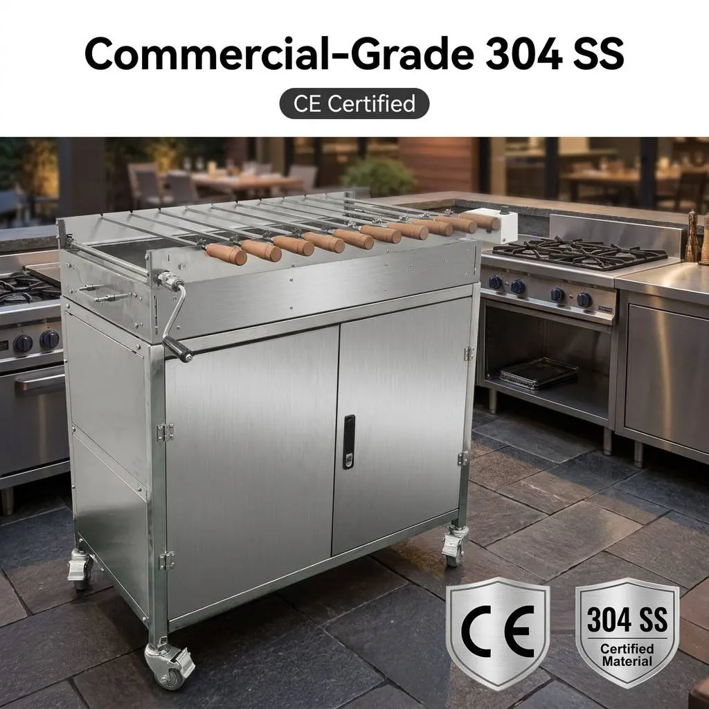 Wholesale Stainless Steel Cyprus Rotisserie Grill with Storage Cabinet & Speed Control