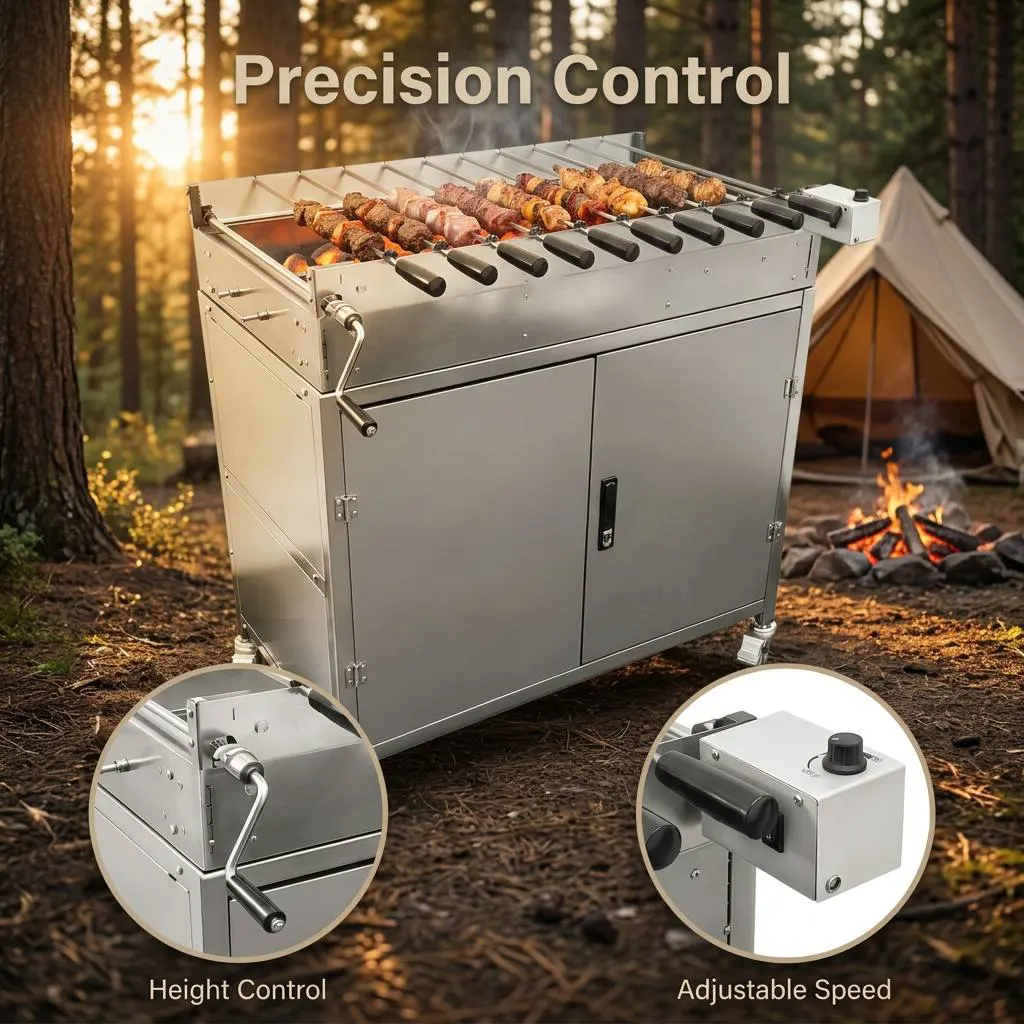 Cyprus-Style Stainless Steel Chain Barbecue Grill with Storage, Suitable for Family Gatherings, Outdoor Use, and Commercial Settings
