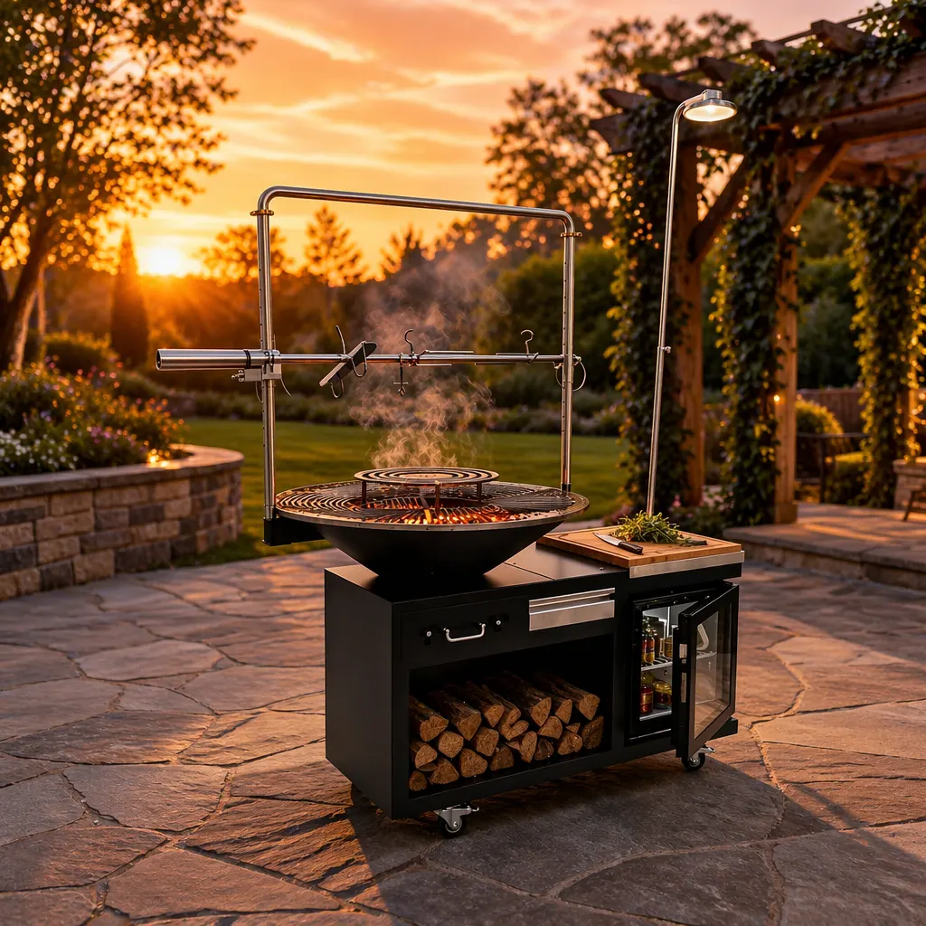 The All-in-One Outdoor Culinary Island: Professional Wood-Fired Kitchen for Premium Courtyards & Terrace Dining