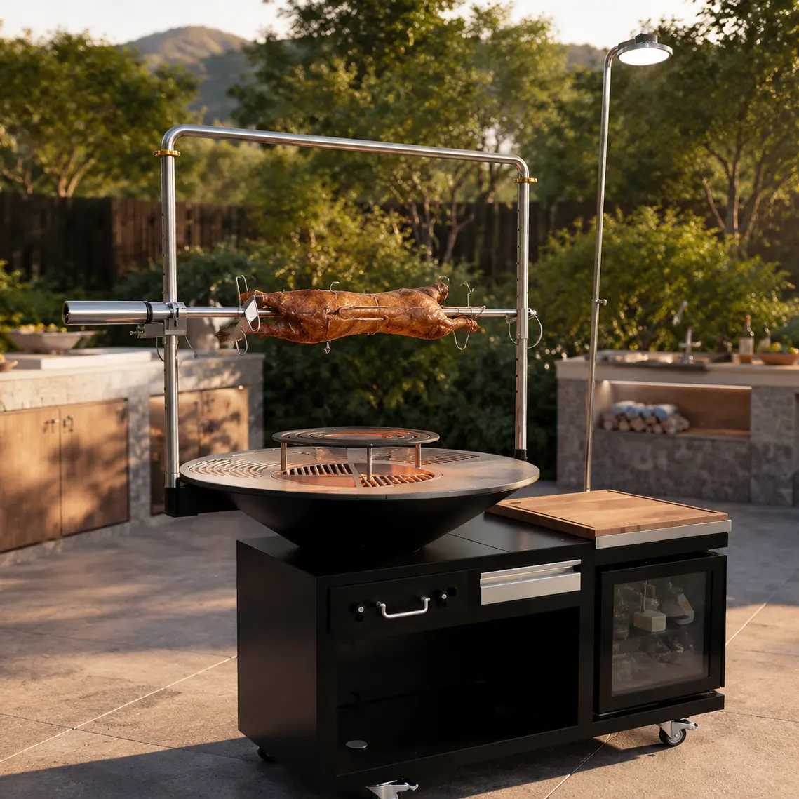 The All-in-One Outdoor Culinary Island: Professional Wood-Fired Kitchen for Premium Courtyards & Terrace Dining