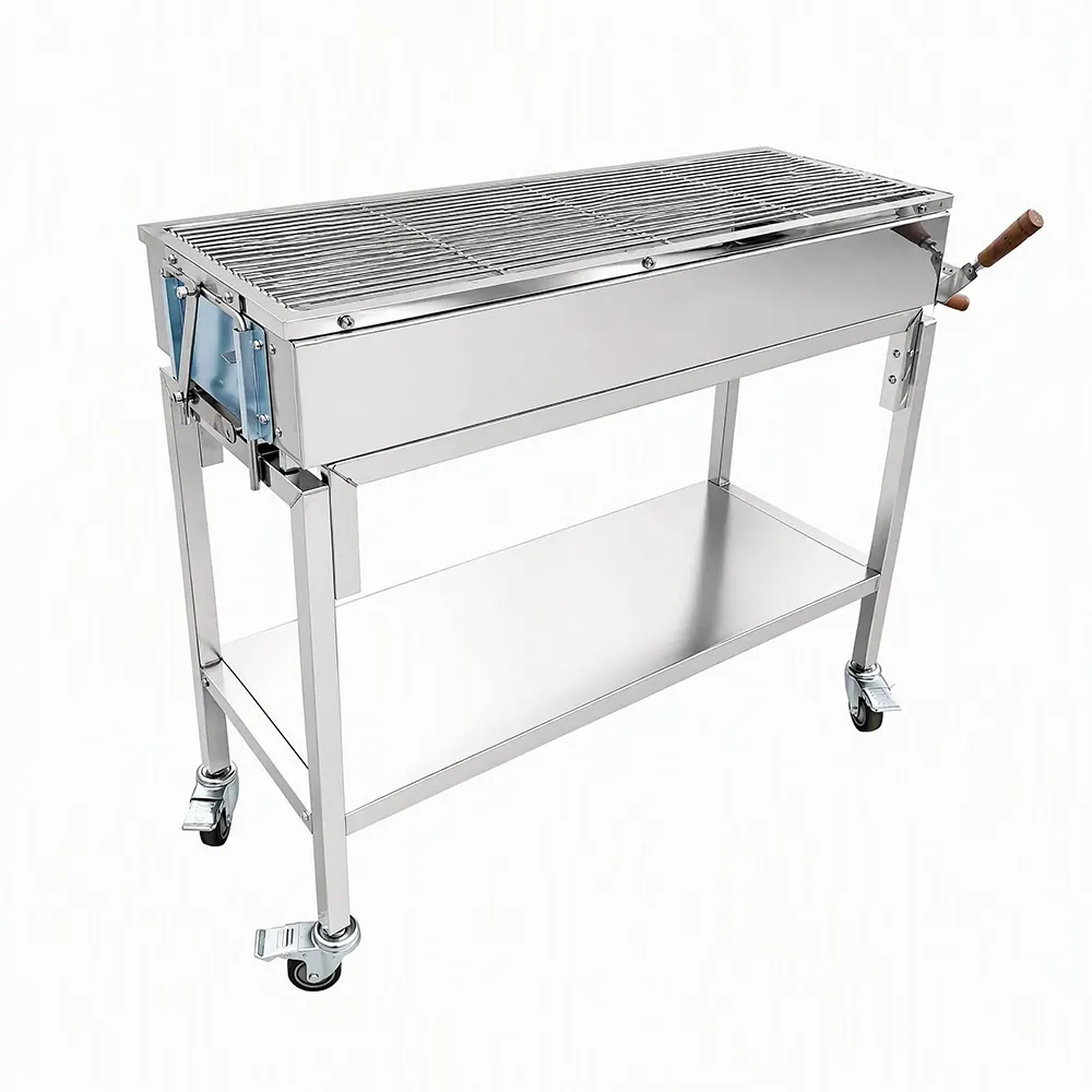 Professional Firebrick-Lined Stainless Steel Charcoal BBQ: Heavy-Duty Outdoor Cooking for Catering & Backyard Entertaining