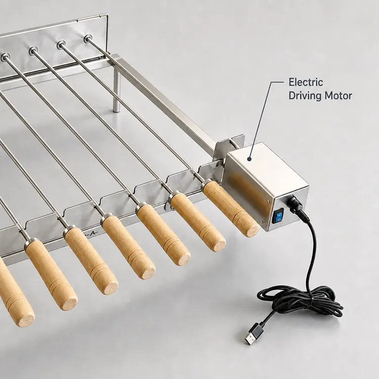 Automated Precision: 10-Skewer Motorized Rotating Grill for Professional Results